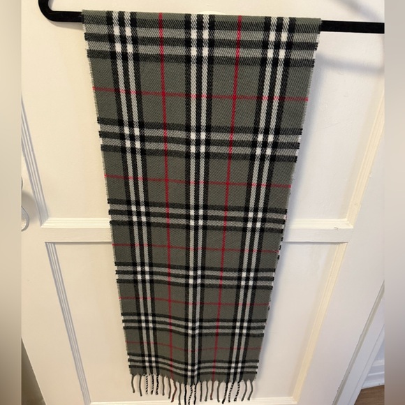 Burberry Gray and Red Checkered Scarf - Picture 1 of 4